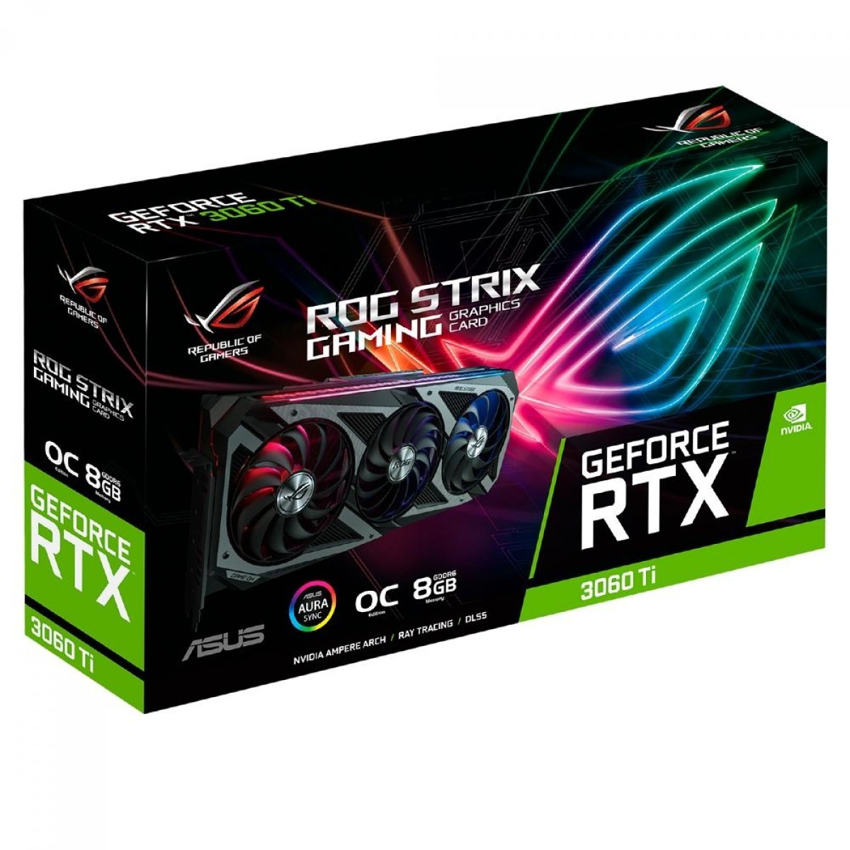 Placa de Vídeo Asus, ROG Strix, Geforce RTX 3060 Ti, OC, LHR, 8GB, V2, GDDR6, DLSS, Ray Tracing
