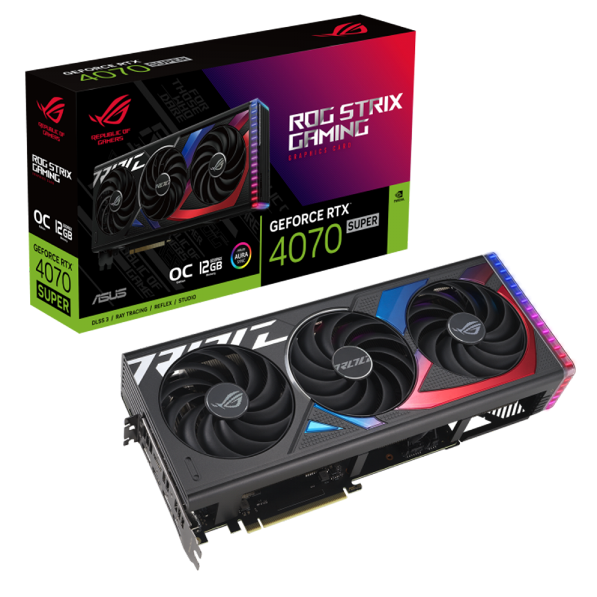 Placa de Vídeo Asus Rog Strix NVIDIA GeForce RTX 4070 Super OC, 12GB, GDDR6X, DLSS, Ray Tracing
