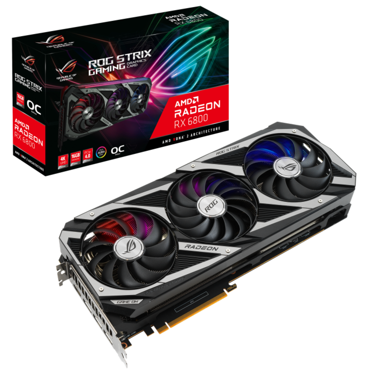 Placa de Vídeo ASUS ROG STRIX Radeon RX 6800, 16GB, GDDR6, FSR, Ray Tracing, ROG-STRIX-RX6800-O16G-GAMING 