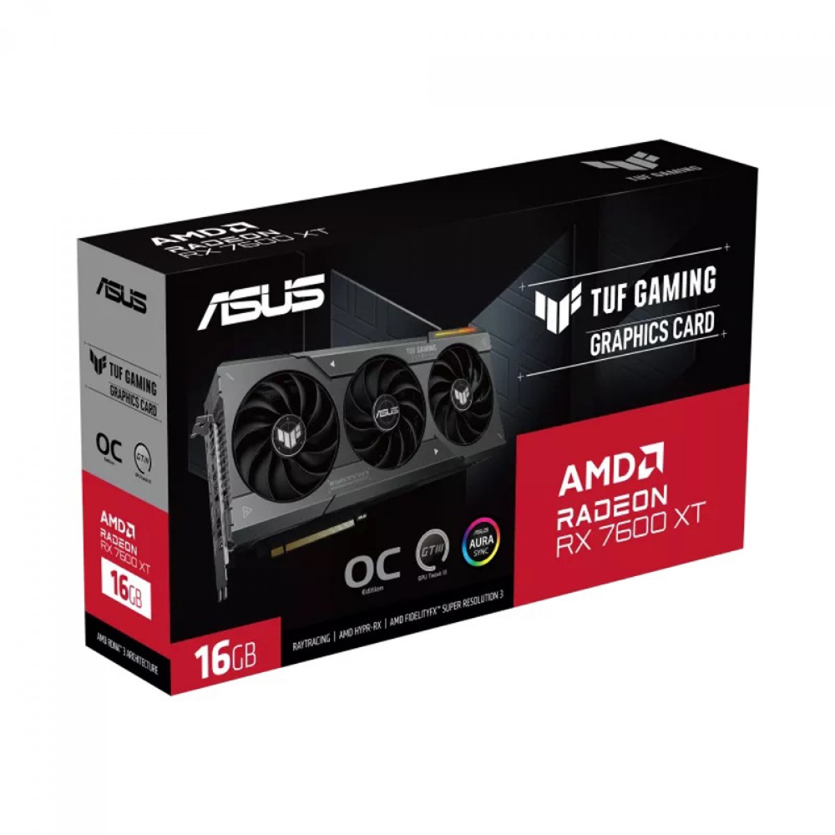 Placa De Vídeo Asus TUF Gaming AMD Radeon RX 7600 XT OC Edition, 16GB, GDDR6, FSR, Ray Tracing