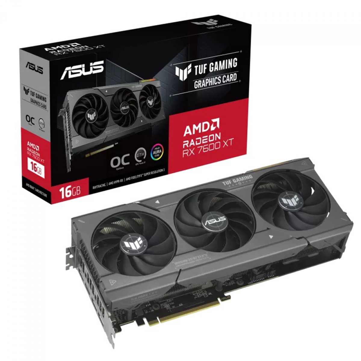 Placa De Vídeo Asus TUF Gaming AMD Radeon RX 7600 XT OC Edition, 16GB, GDDR6, FSR, Ray Tracing
