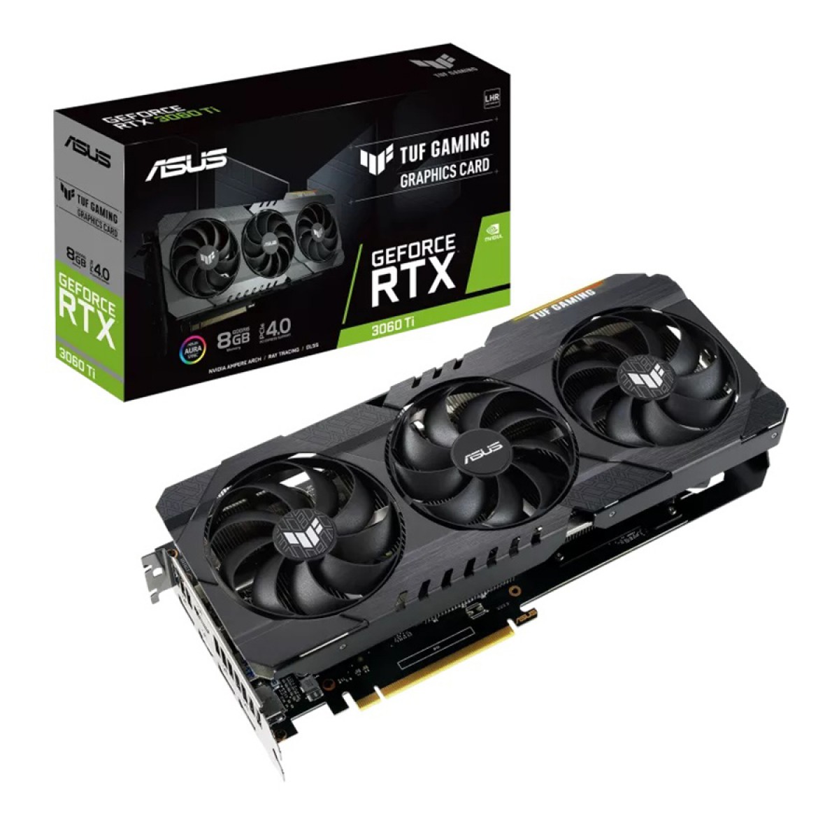 Placa de Vídeo Asus TUF Gaming Geforce RTX 3060 Ti, LHR, 8GB, GDDR6, DLSS, Ray Tracing, TUF-RTX3060TI-8G-V2-GAMING