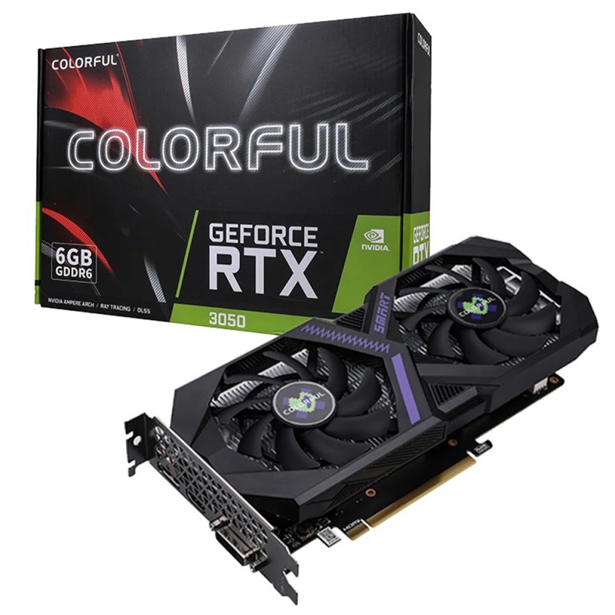 Placa de Vídeo Colorful NVIDIA GeForce RTX 3050 6GB-V, LHR, 6GB, GDDR6, DLSS, Ray Tracing