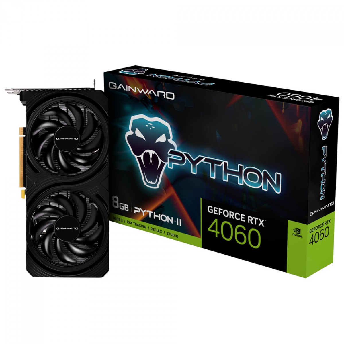 Placa De Vídeo Gainward NVIDIA GeForce RTX 4060 Python II, 8GB, GDDR6, DLSS, Ray Tracing, NE64060019P1-1070V
