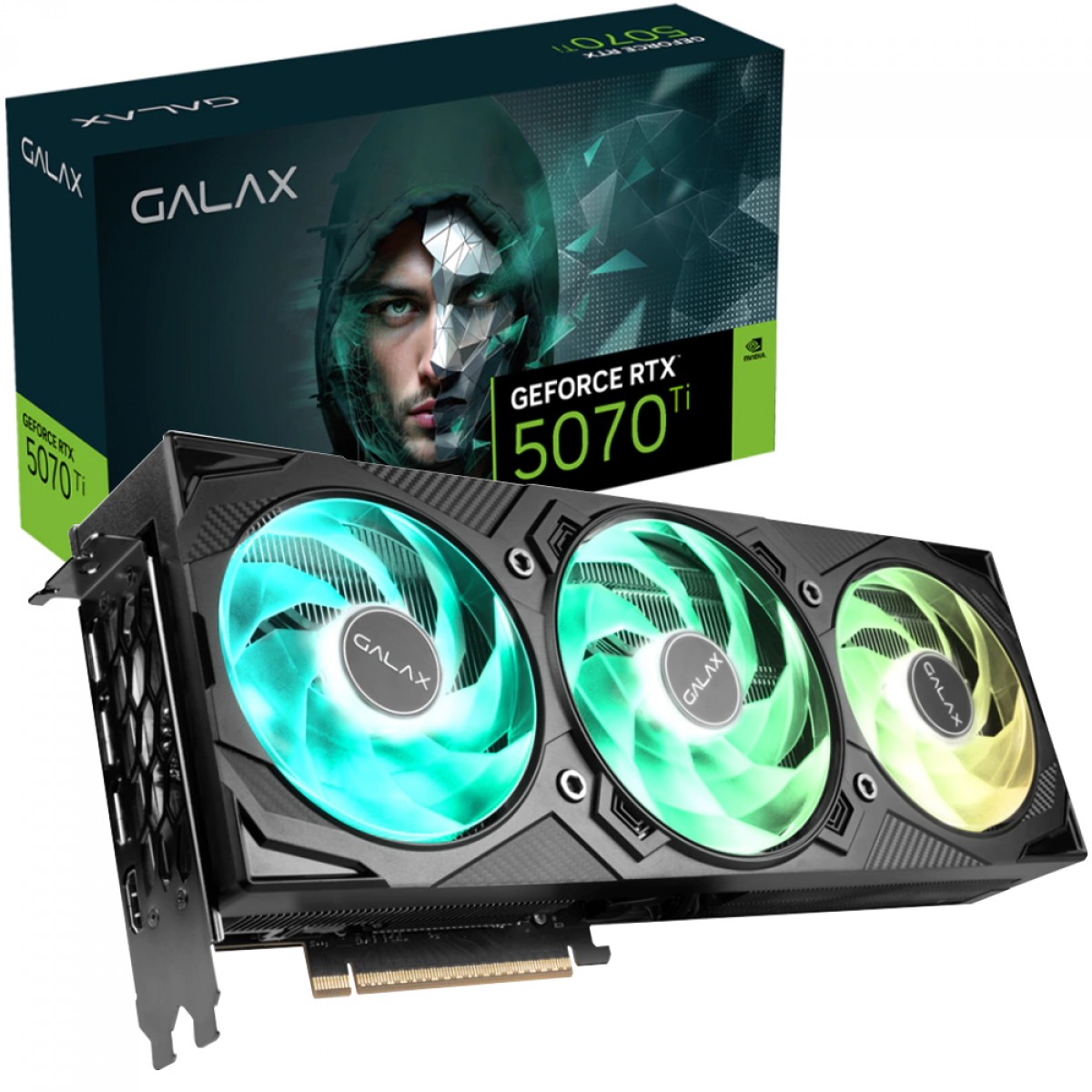Placa de Vídeo Galax NVIDIA GeForce RTX 5070 Ti EX 1-Click OC, 16GB, GDDR7, ARGB, DLSS, Ray Tracing, 57IZN6MDBUEX