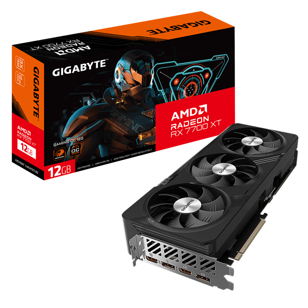 Placa De Vídeo Gigabyte AMD Radeon RX 7700 XT Gaming OC, 12GB, GDDR6, FSR, Ray Tracing, GV-R77XTGAMING OC-12GD