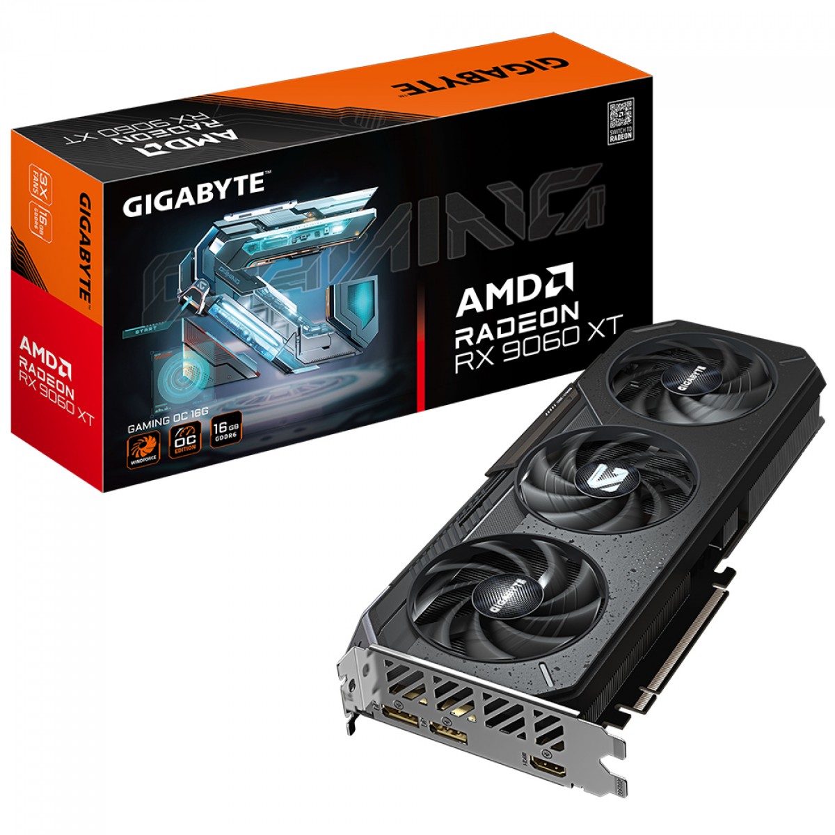 Placa de Vídeo Gigabyte AMD Radeon RX 9060 XT Gaming OC, 16GB, GDDR6, FSR, Ray Tracing, GV-R9060XTGAMING OC-16GD