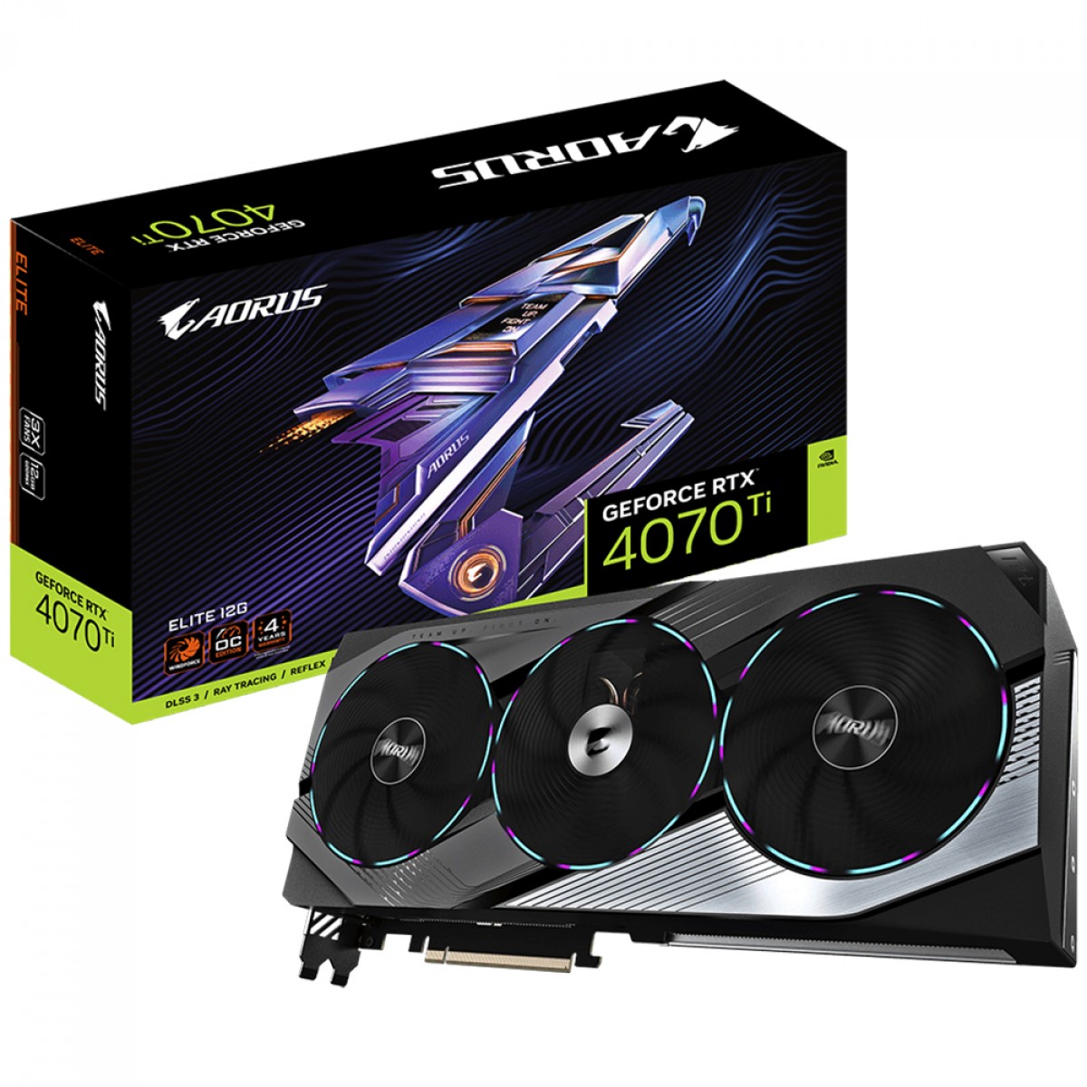 Placa de Video Gigabyte GeForce RTX 4070 Ti AORUS ELITE, 12GB, GDDR6X, DLSS, Ray Tracing, GV-N407TAORUS E-12GD