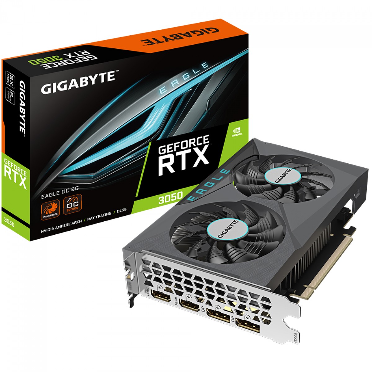 Placa de Vídeo Gigabyte NVIDIA GeForce RTX 3050 EAGLE OC, 6GB, GDDR6, DLSS, Ray Tracing, GV-N3050EAGLE OC-6GD