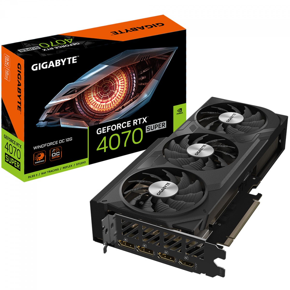 Placa de Video Gigabyte NVIDIA GeForce RTX 4070 Super Windforce OC, 12GB, GDDR6X, DLSS, Ray Tracing, GV-N407SWF3OC-12GD