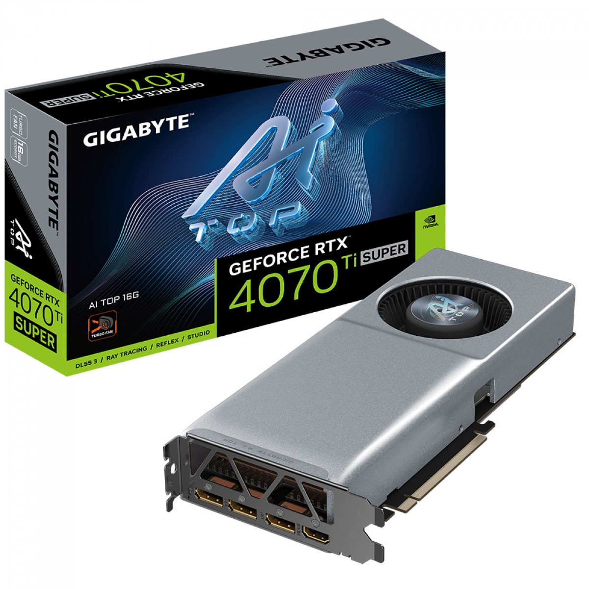 Placa De Vídeo Gigabyte NVIDIA GeForce RTX 4070 Ti Super AI TOP, 16GB, GDDR6X, DLSS, Ray Tracing, GV-N407TSAI TOP-16GD
