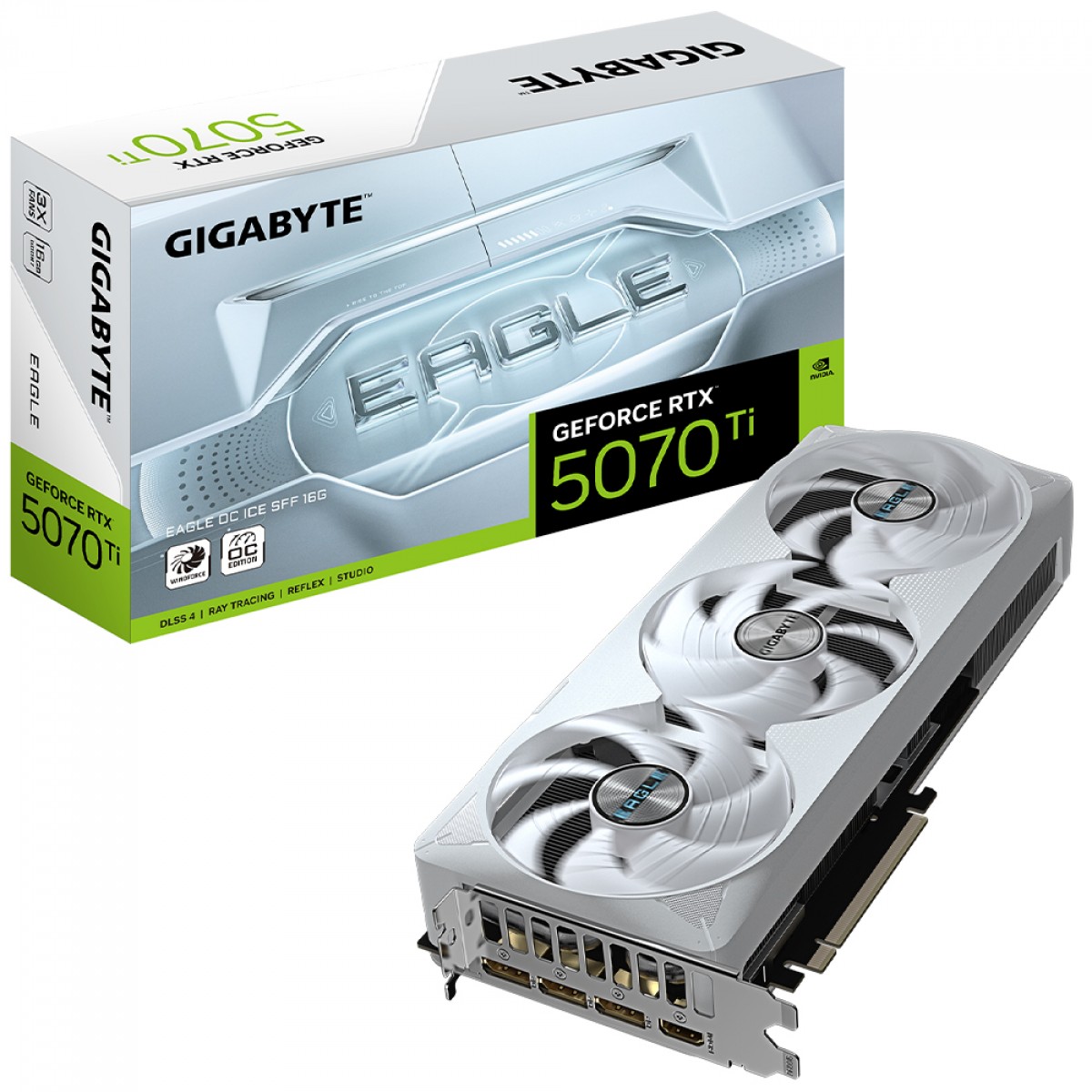 Placa de Vídeo Gigabyte NVIDIA GeForce RTX 5070 Ti Eagle OC Ice SFF, 16GB, GDDR7, DLSS, Ray Tracing, GV-N507TEAGLEOC ICE-16GD