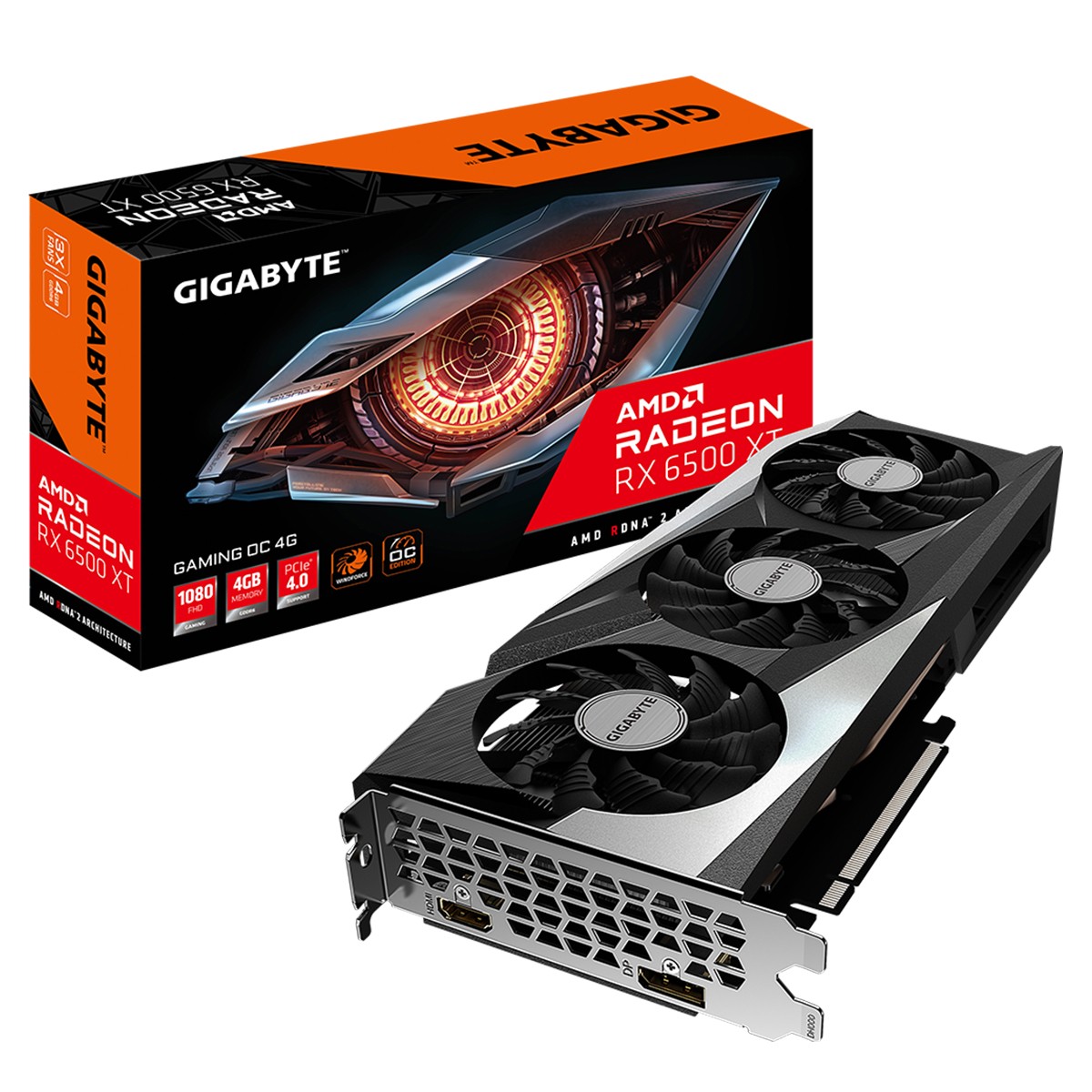 Placa de Vídeo Gigabyte Radeon RX 6500 XT Gaming, 4GB, GDDR6, FSR, Ray Tracing, GV-R65XTGAMING OC-4GD