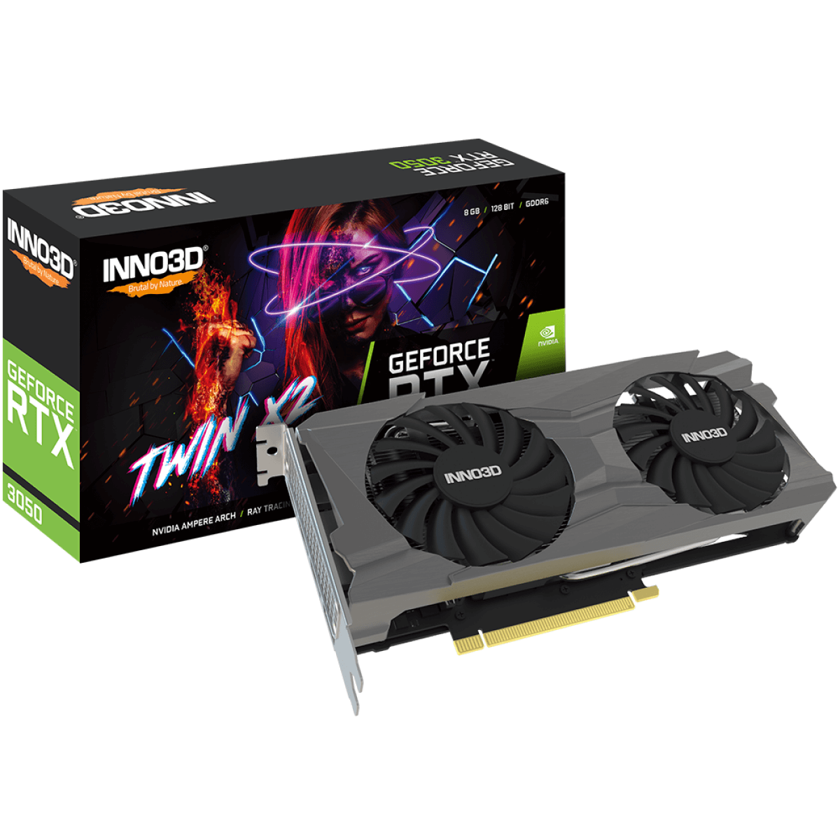 Placa de Vídeo INNO3D GeForce RTX 3050 TWIN X2, 8GB, GDDR6, DLSS, Ray Tracing, N30502-08D6-1711VA41