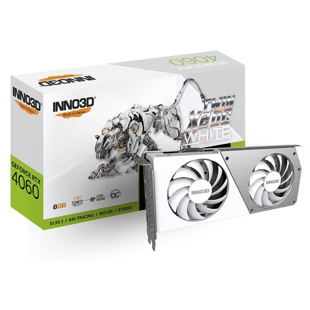 Placa de Video INNO3D NVIDIA GeForce RTX 4060 TWIN X2 OC White, 8GB, GDDR6, DLSS, Ray Tracing, N40602-08D6X-173051W