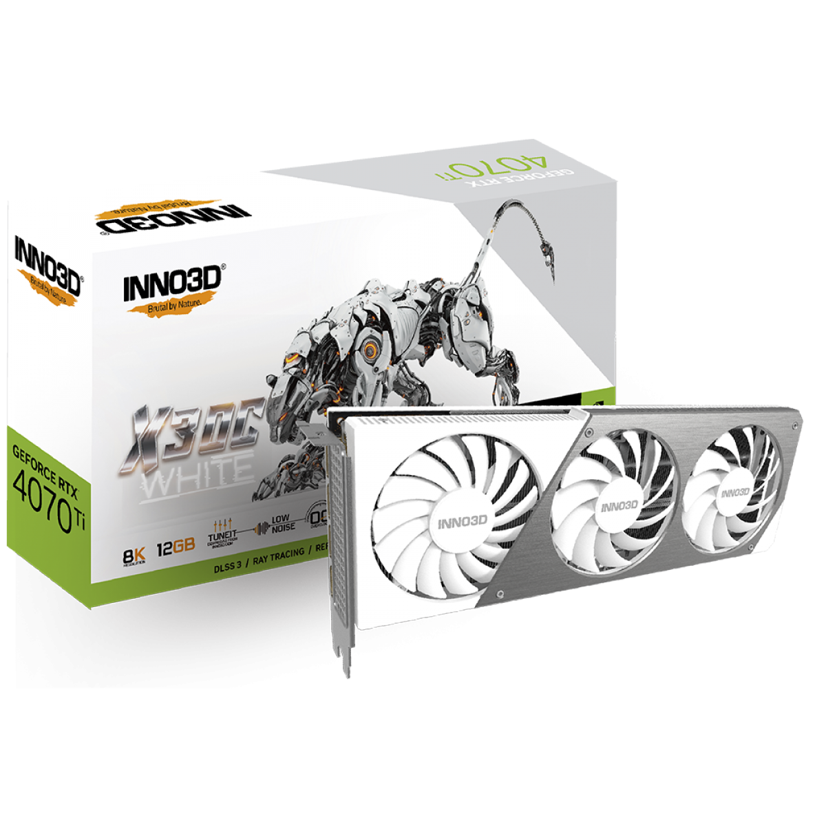 Placa de Vídeo INNO3D NVIDIA GeForce RTX 4070 Ti X3 OC White, 12GB, GDDR6X, DLSS, Ray Tracing, N407T3-126XX-186148W