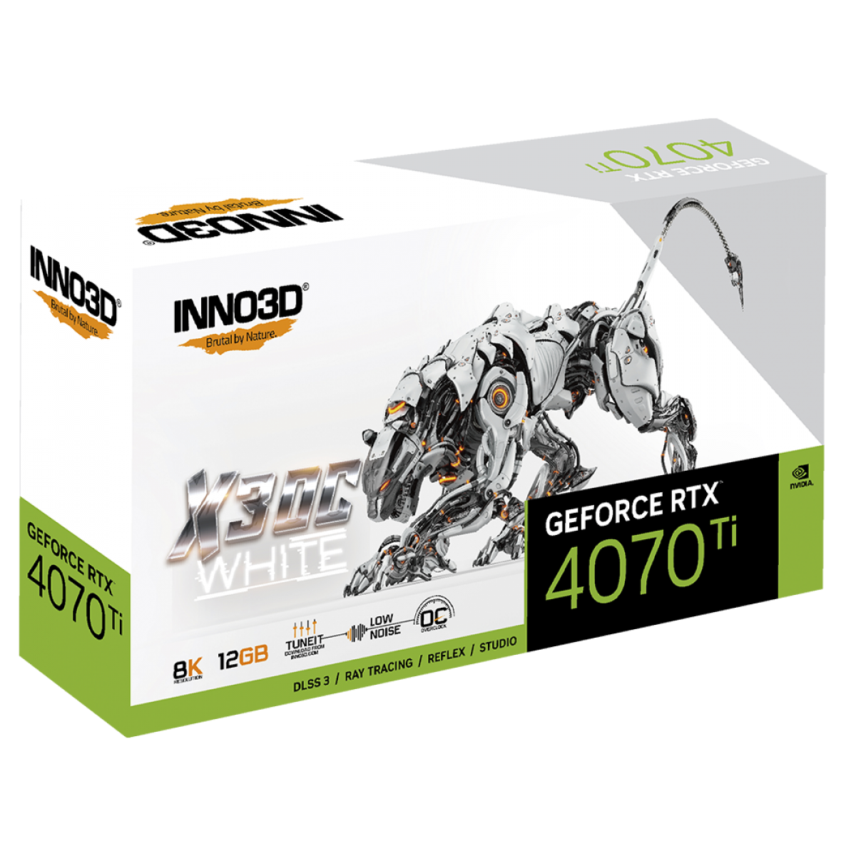 Placa de Vídeo INNO3D NVIDIA GeForce RTX 4070 Ti X3 OC White, 12GB, GDDR6X, DLSS, Ray Tracing, N407T3-126XX-186148W