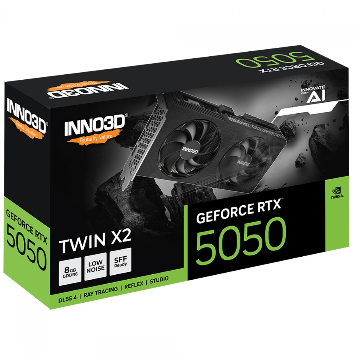Placa de Vídeo Inno3D NVIDIA GeForce RTX 5050 Twin X2, 8GB, GDDR6, DLSS, Ray Tracing, N50502-08D6-174071N