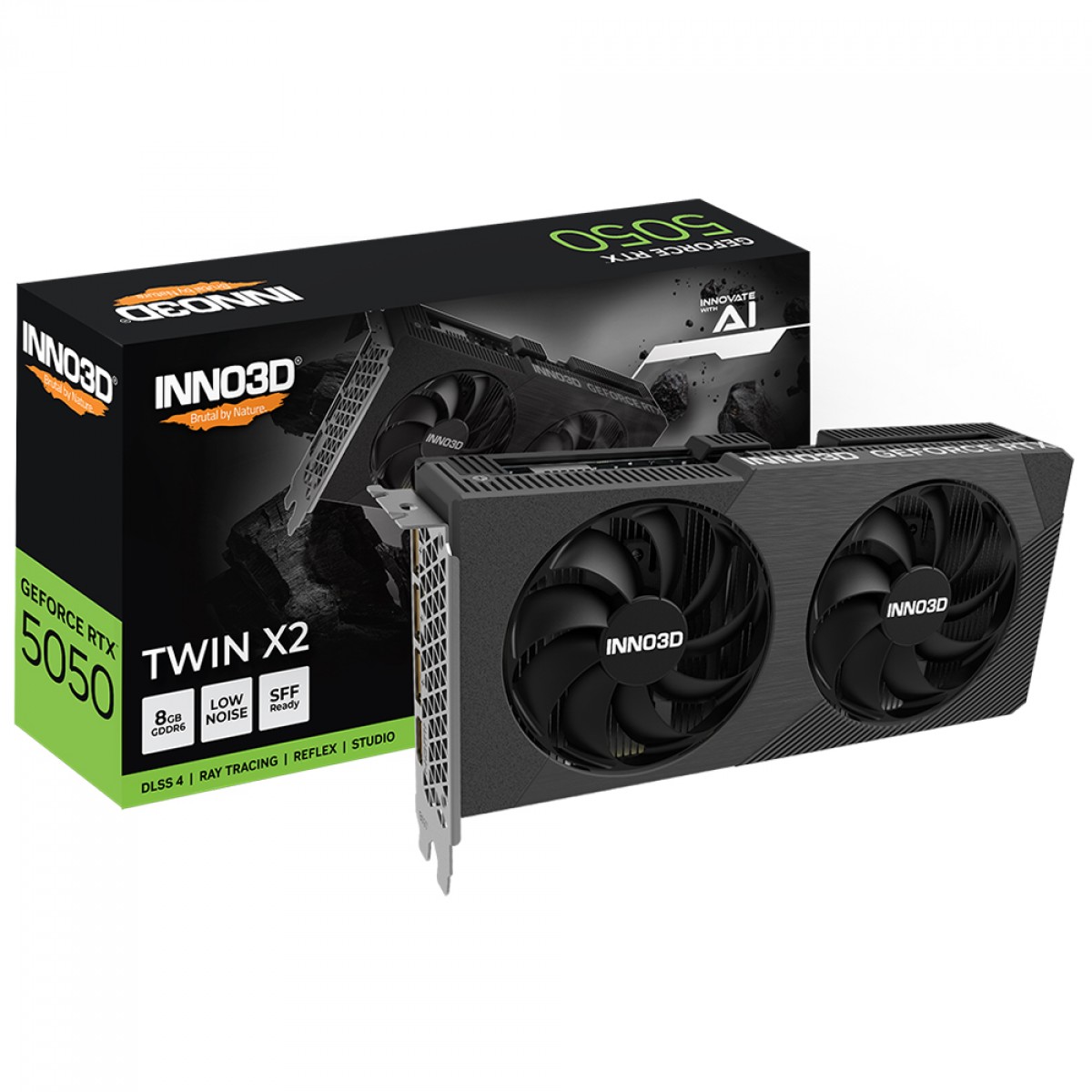 Placa de Vídeo Inno3D NVIDIA GeForce RTX 5050 Twin X2, 8GB, GDDR6, DLSS, Ray Tracing, N50502-08D6-174071N