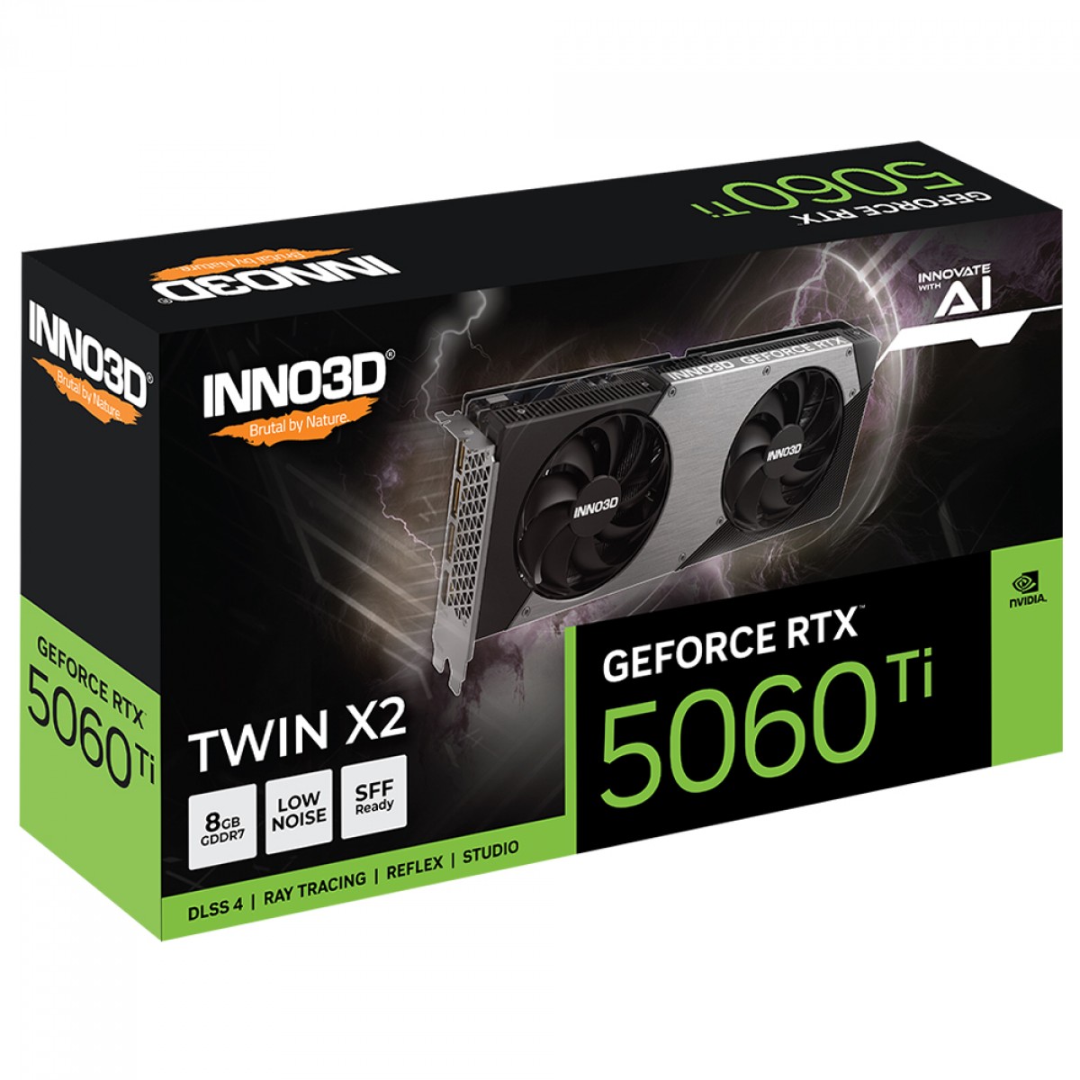 Placa de Vídeo INNO3D NVIDIA GeForce RTX 5060 Ti TWIN X2, 8GB, GDDR7, DLSS, Ray Tracing, N506T2-08D7-193075N