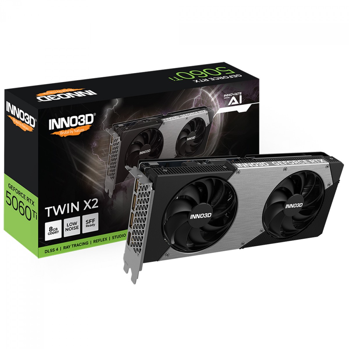 Placa de Vídeo INNO3D NVIDIA GeForce RTX 5060 Ti TWIN X2, 8GB, GDDR7, DLSS, Ray Tracing, N506T2-08D7-193075N