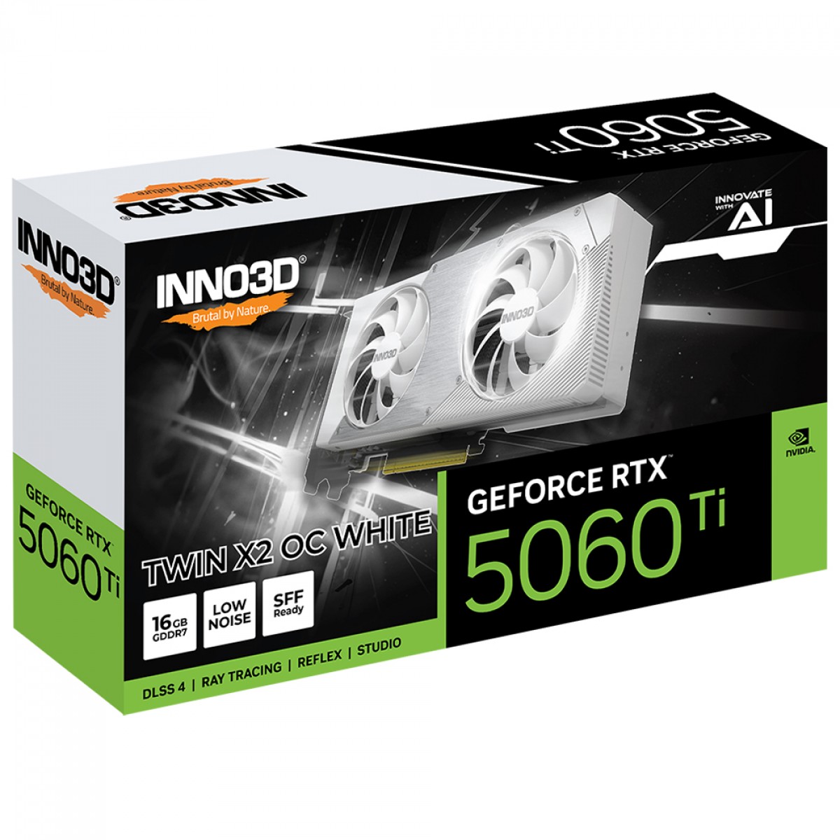 Placa de Vídeo INNO3D NVIDIA GeForce RTX 5060 Ti TWIN X2 OC White, 16GB, GDDR7, DLSS, Ray Tracing, N506T2-16D7X-191073W