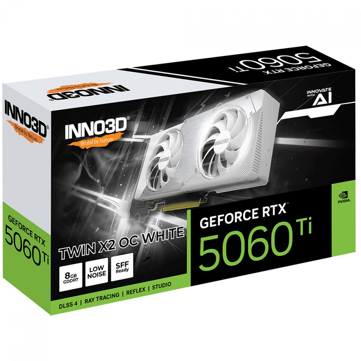 Placa de Vídeo INNO3D NVIDIA GeForce RTX 5060 Ti TWIN X2 OC White, 8GB, GDDR7, DLSS, Ray Tracing, N506T2-08D7X-193075W