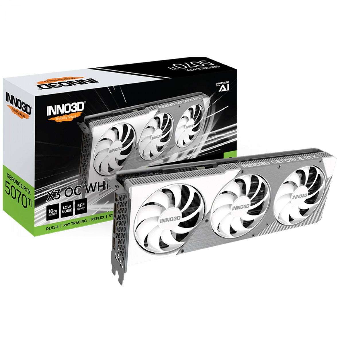 Placa de Vídeo INNO3D NVIDIA GeForce RTX 5070 Ti X3 OC White, 16GB, GDDR7, DLSS, Ray Tracing, N507T3-16D7X-176068W
