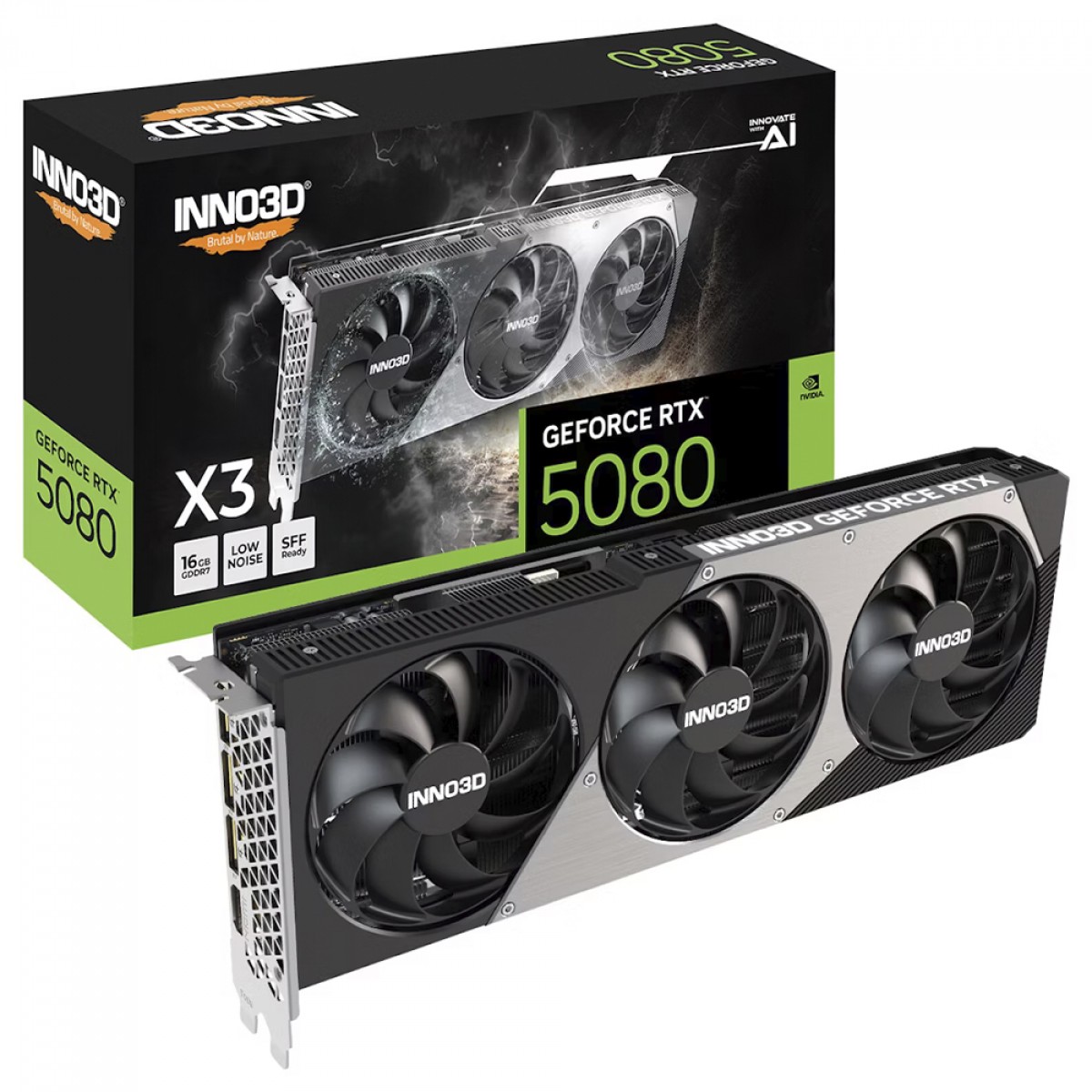 Placa de Vídeo INNO3D NVIDIA GeForce RTX 5080 X3, 16GB, GDDR7, DLSS, Ray Tracing, N50803-16D7-176068N