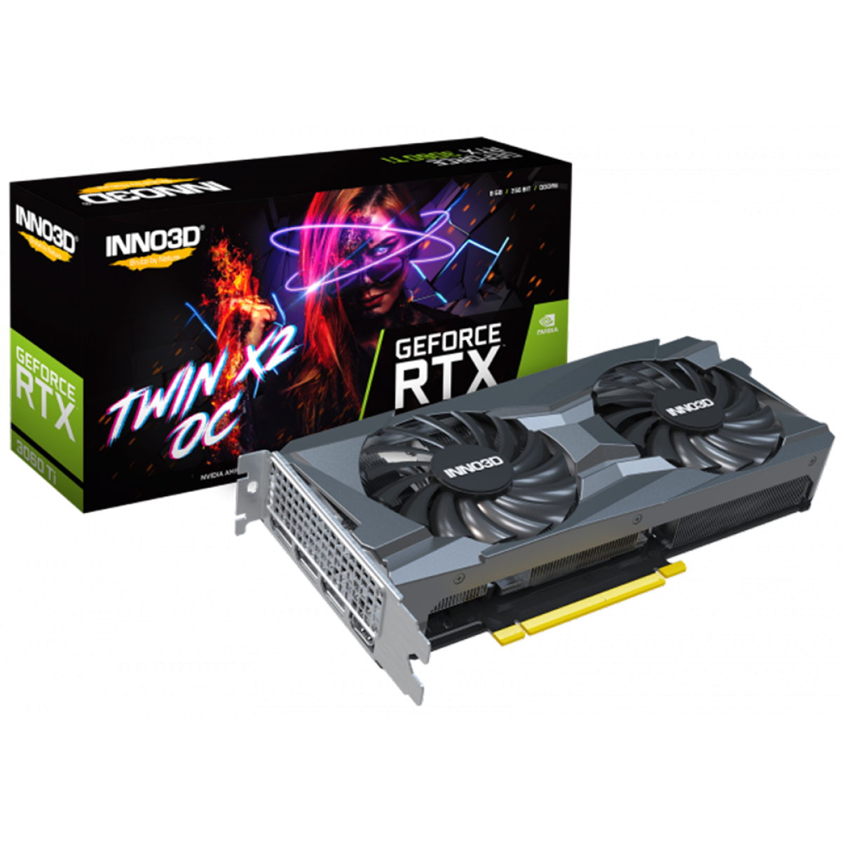 Placa de Vídeo Inno3D RTX 3060 Ti TWIN x2 OC LHR, 8GB, GDDR6, DLSS, Ray Tracing, N306T2-08D6X-119032DH