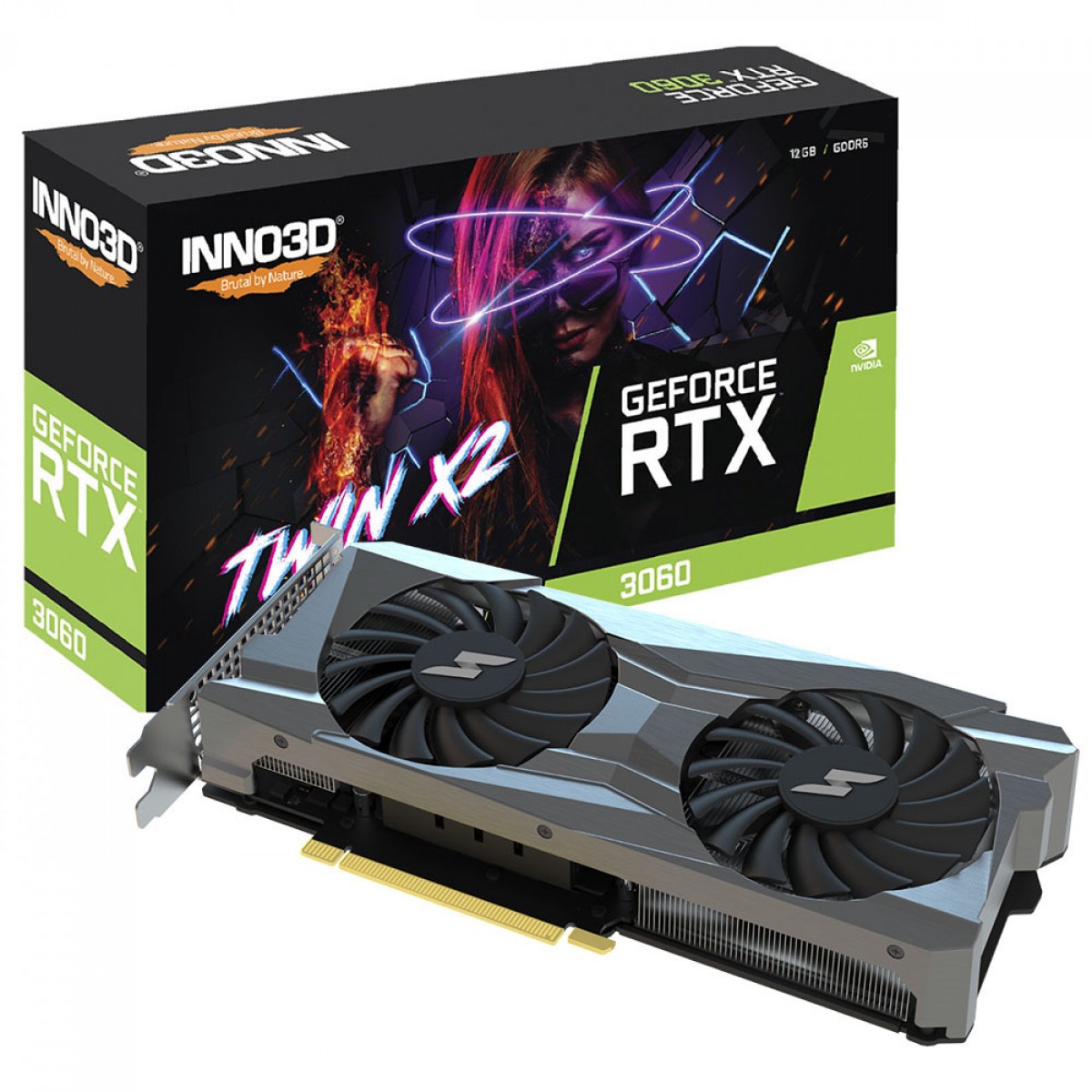 Placa de Vídeo INNO3D SuperFrame NVIDIA GeForce RTX 3060 TWIN X2, 12GB, GDDR6, DLSS, Ray Tracing, T30602-12D6-119032AH 