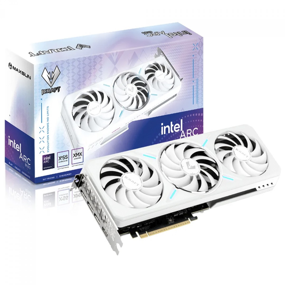Placa De Vídeo Maxsun Intel Arc B580 iCraft, 12GB, GDDR6, Xe2, Ray Tracing, White