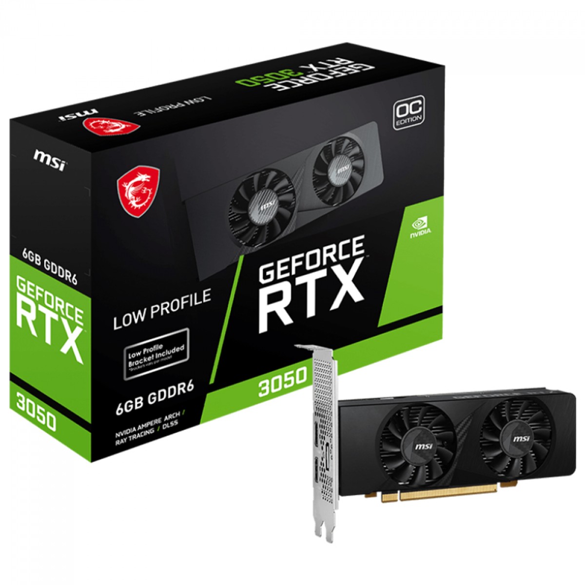 Placa De Video MSI NVIDIA GeForce RTX 3050 OC LP, 6GB, GDDR6, DLSS, Ray Tracing, 912-V812-023