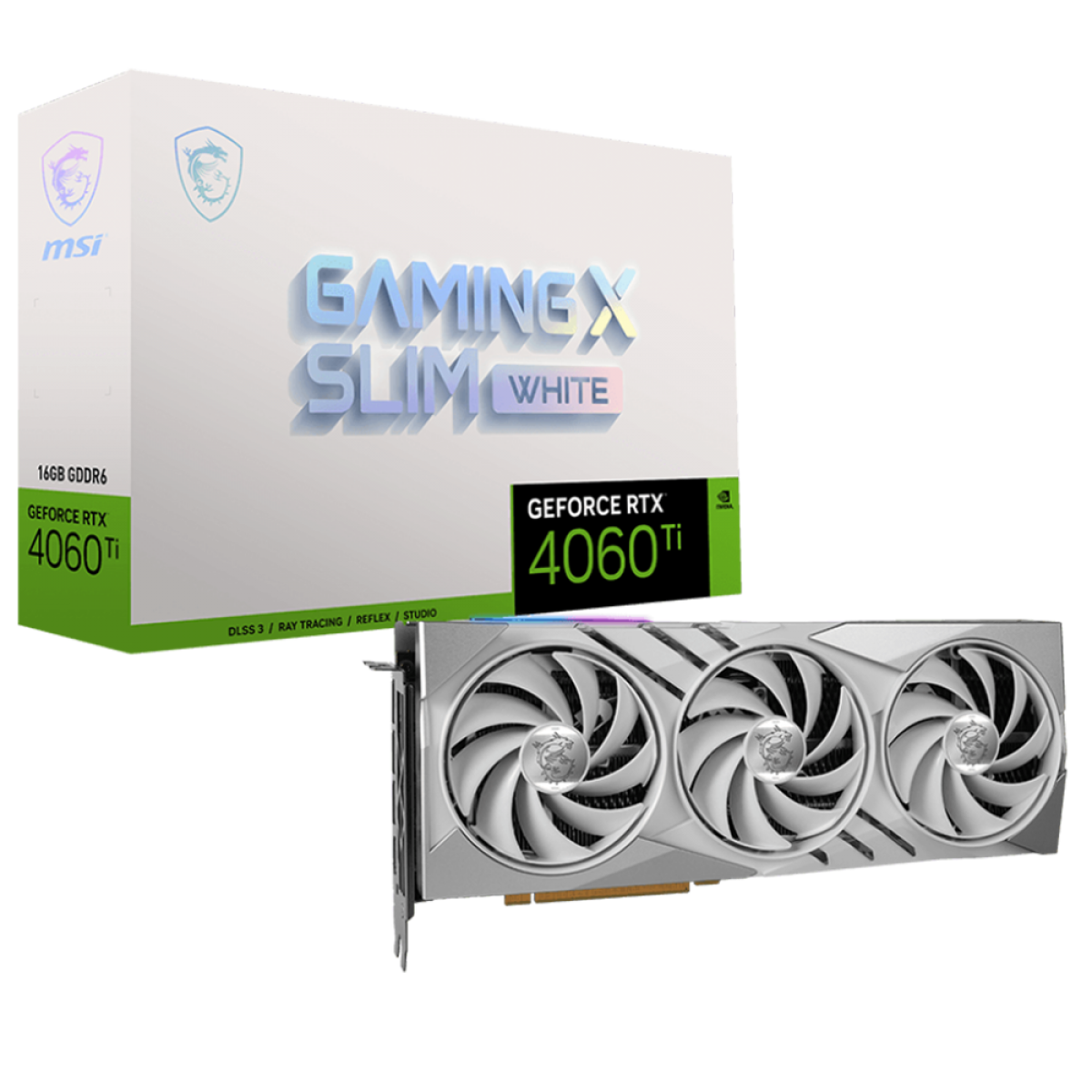 Placa de Vídeo MSI NVIDIA GeForce RTX 4060 Ti Gaming X Slim White, 16GB, GDDR6, DLSS, Ray Tracing, 912-V517-201