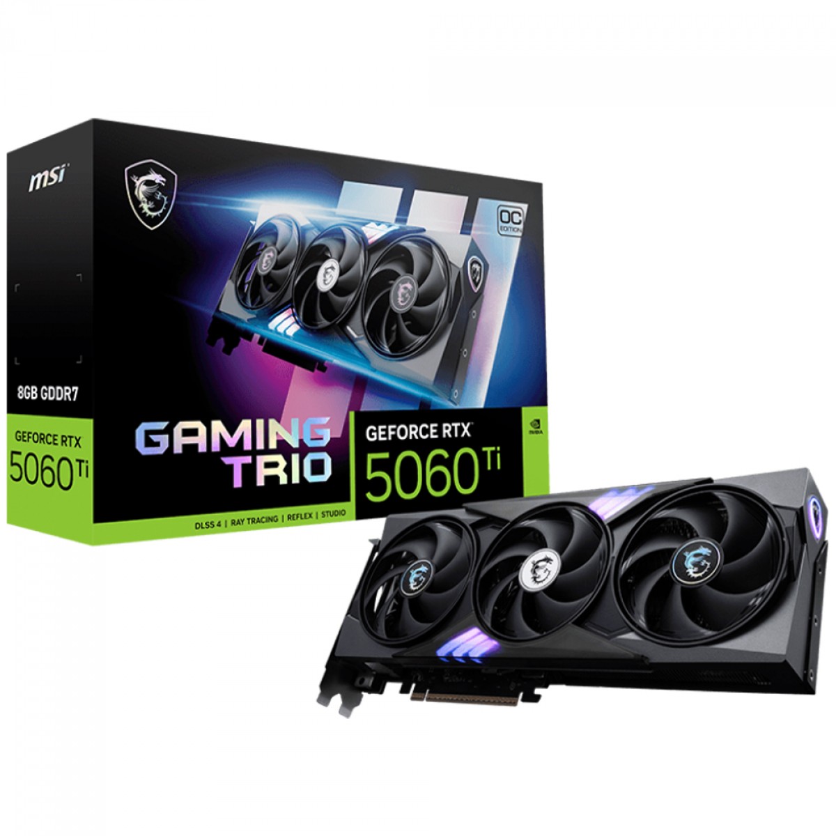Placa de Vídeo MSI NVIDIA GeForce RTX 5060 Ti Gaming Trio OC, 8GB, GDDR7, DLSS, Ray Tracing, G506T-8GTC