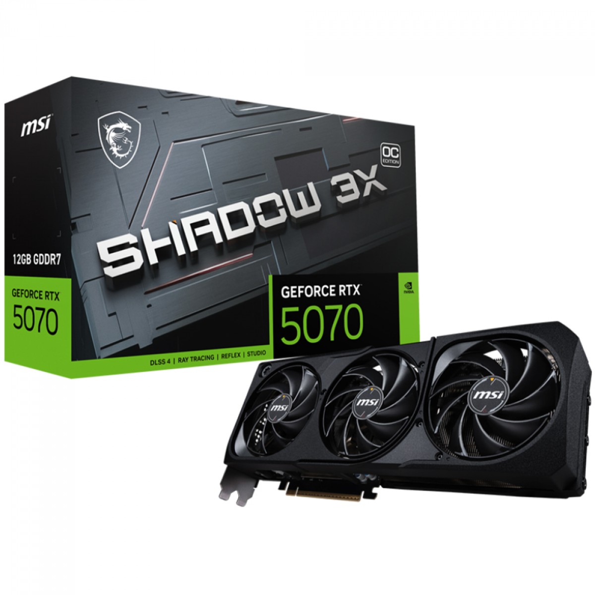 Placa de Vídeo MSI NVIDIA GeForce RTX 5070 Shadow 3X OC, 12GB, GDDR7, DLSS, Ray Tracing