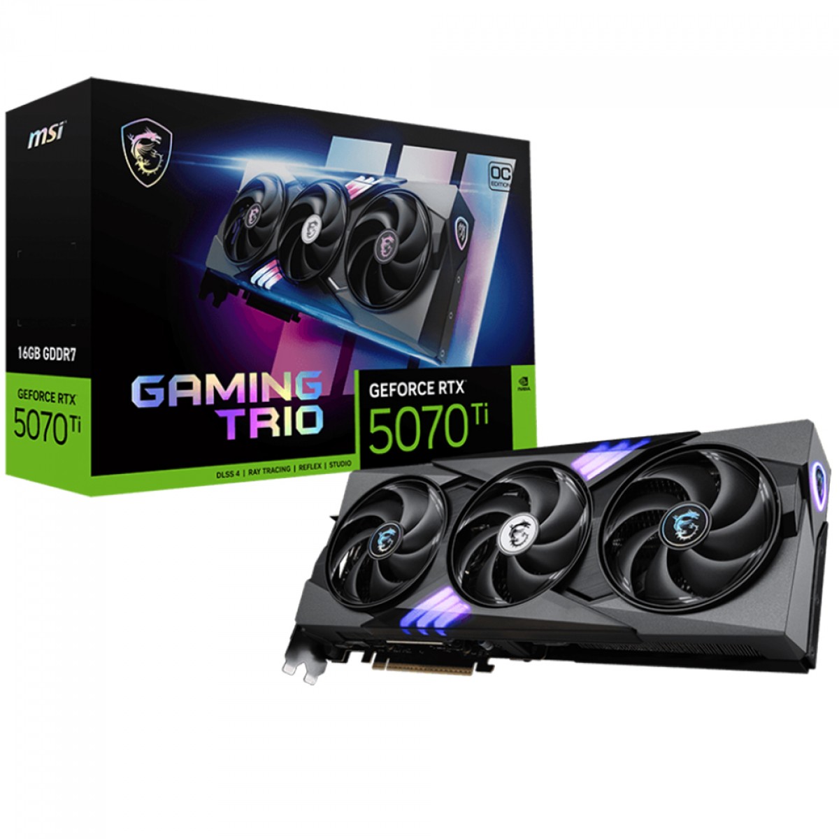 Placa de Vídeo MSI NVIDIA GeForce RTX 5070 Ti Gaming Trio OC, 16GB, GDDR7, DLSS, Ray Tracing, G507T-16GTC