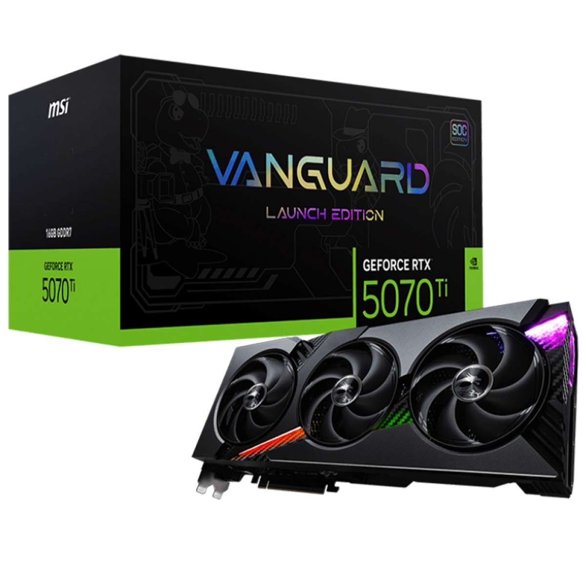 Placa de Vídeo MSI NVIDIA GeForce RTX 5070 TI Vanguard SOC Launch Edition, 16GB, GDDR7, DLSS, Ray Tracing, G507T-16VGSL