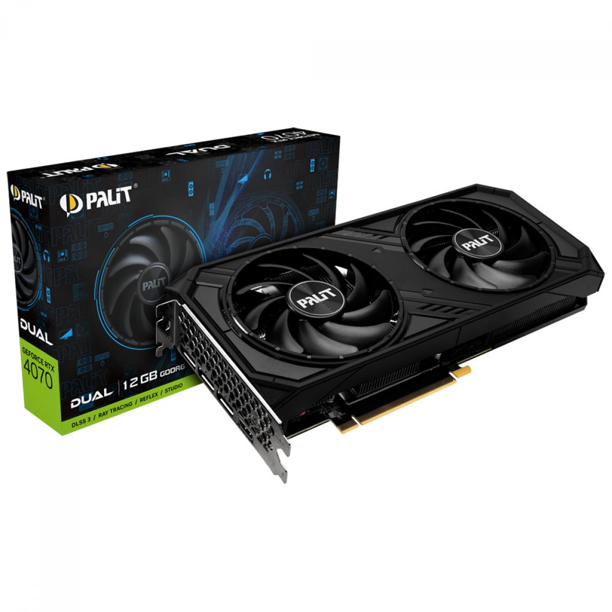 Placa de Vídeo Palit GeForce RTX 4070 Dual, 12GB, GDDR6, DLSS, Ray Tracing, NE64070019K9-1048D