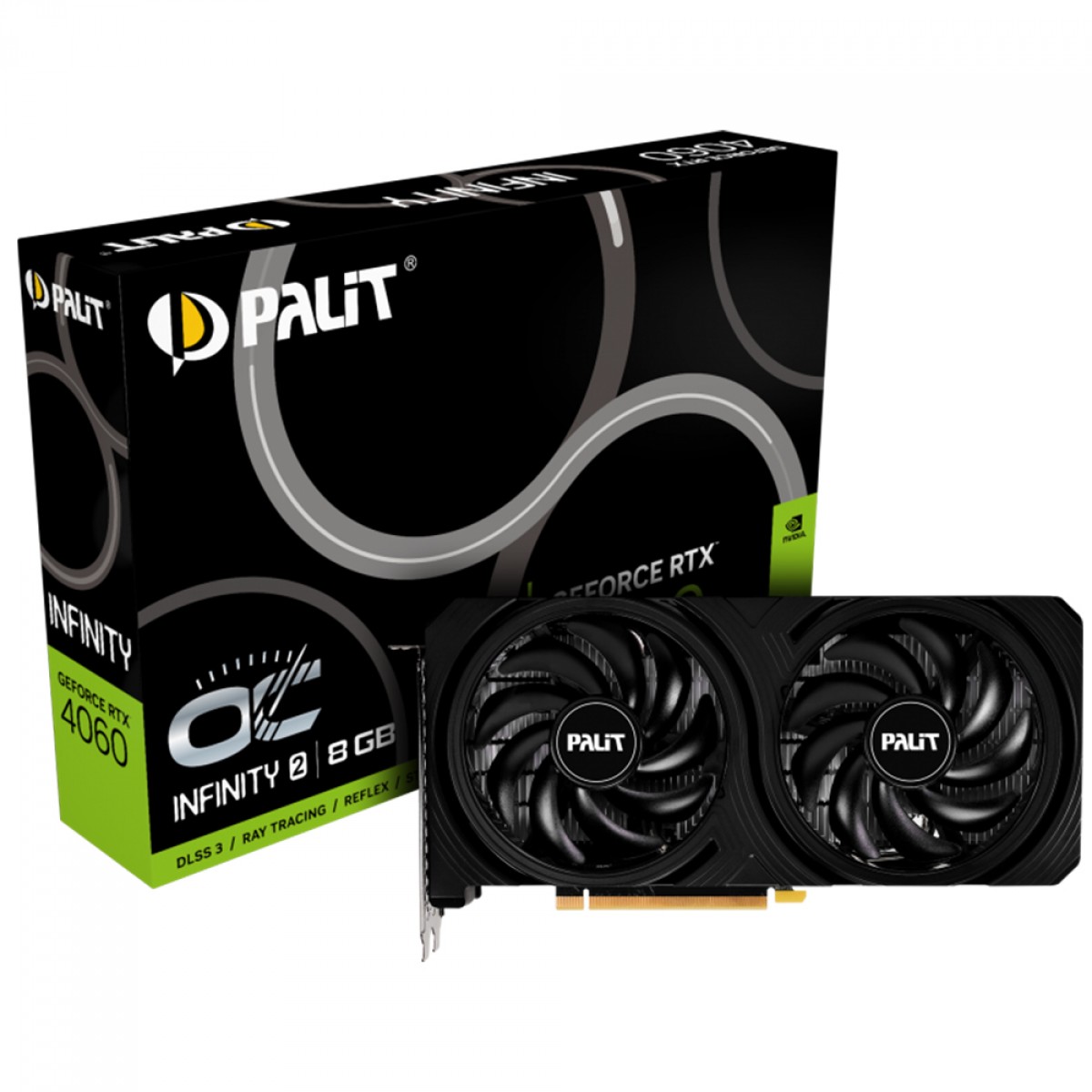 Placa de Vídeo Palit NVIDIA GeForce RTX 4060 Infinity 2 OC, 8GB, GDDR6, DLSS, Ray Tracing, NE64060S19P1-1070L
