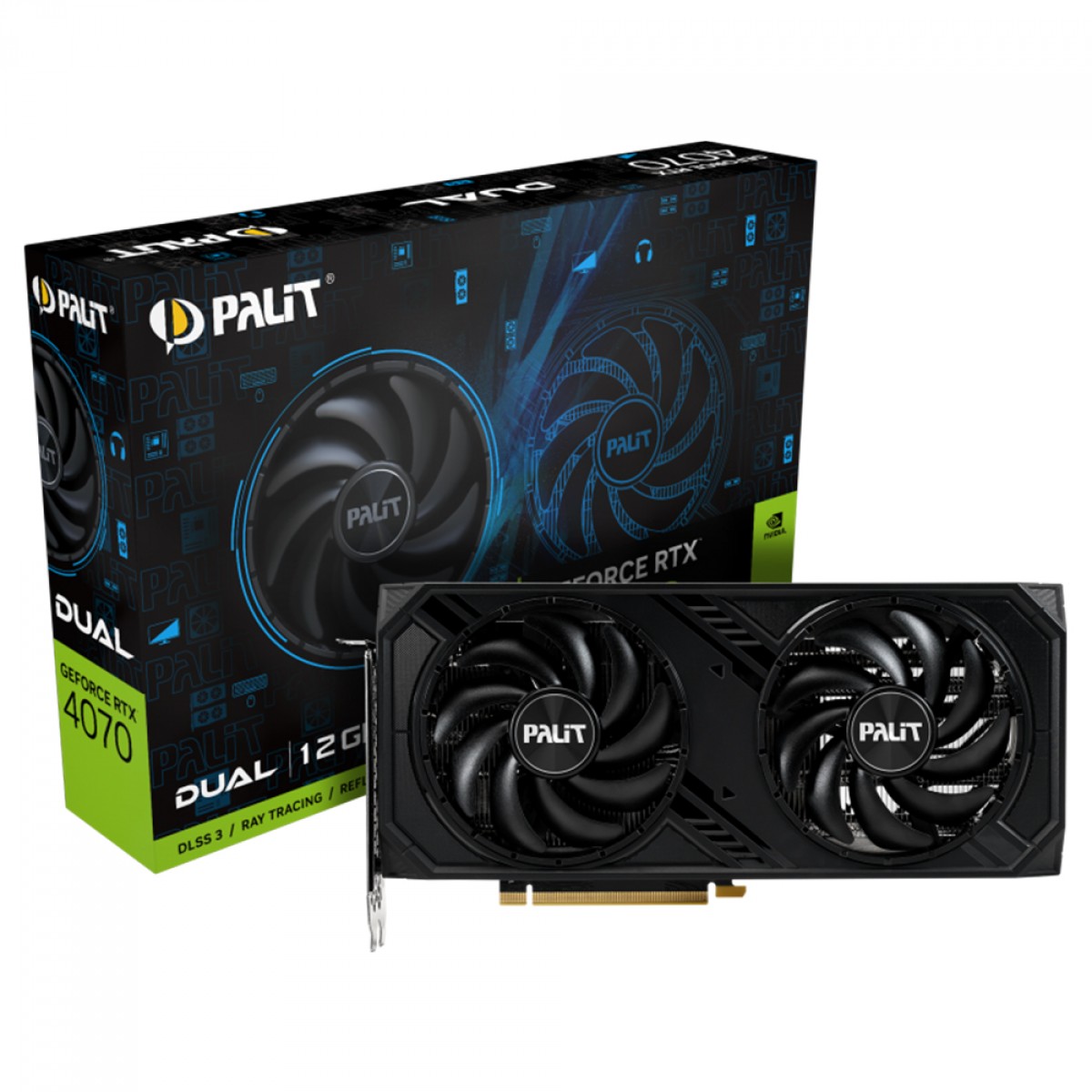 Placa de Vídeo Palit NVIDIA GeForce RTX 4070 Dual, 12GB, GDDR6X, DLSS, Ray Tracing, NED4070019K9-1047D