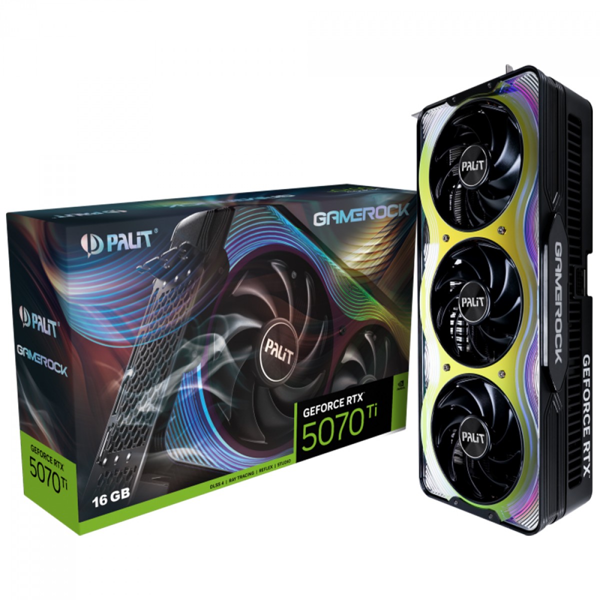 Placa de Vídeo Palit NVIDIA GeForce RTX 5070 Ti GameRock, 16GB, GDDR7, DLSS, Ray Tracing, NE7507T019T2-GB2030G