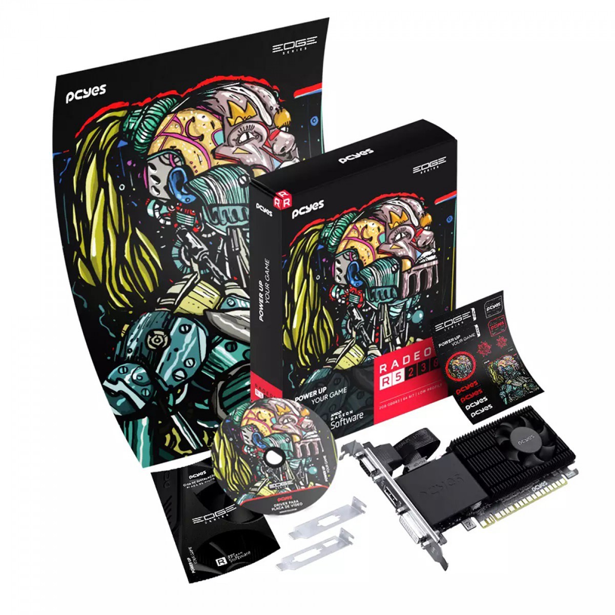 Placa De Vídeo PCYES Radeon R5 230, 2GB, GDDR3, PPER230DR3LPBR