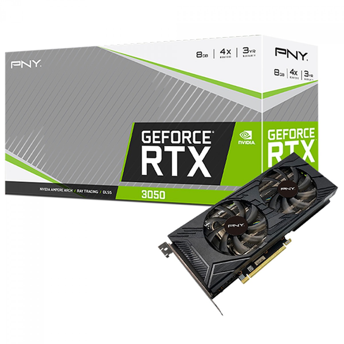 Placa de Vídeo PNY NVIDIA Geforce RTX 3050 Uprising Dual Fan, 8GB, GDDR6, DLSS, Ray Tracing, VCG30508DFMPB