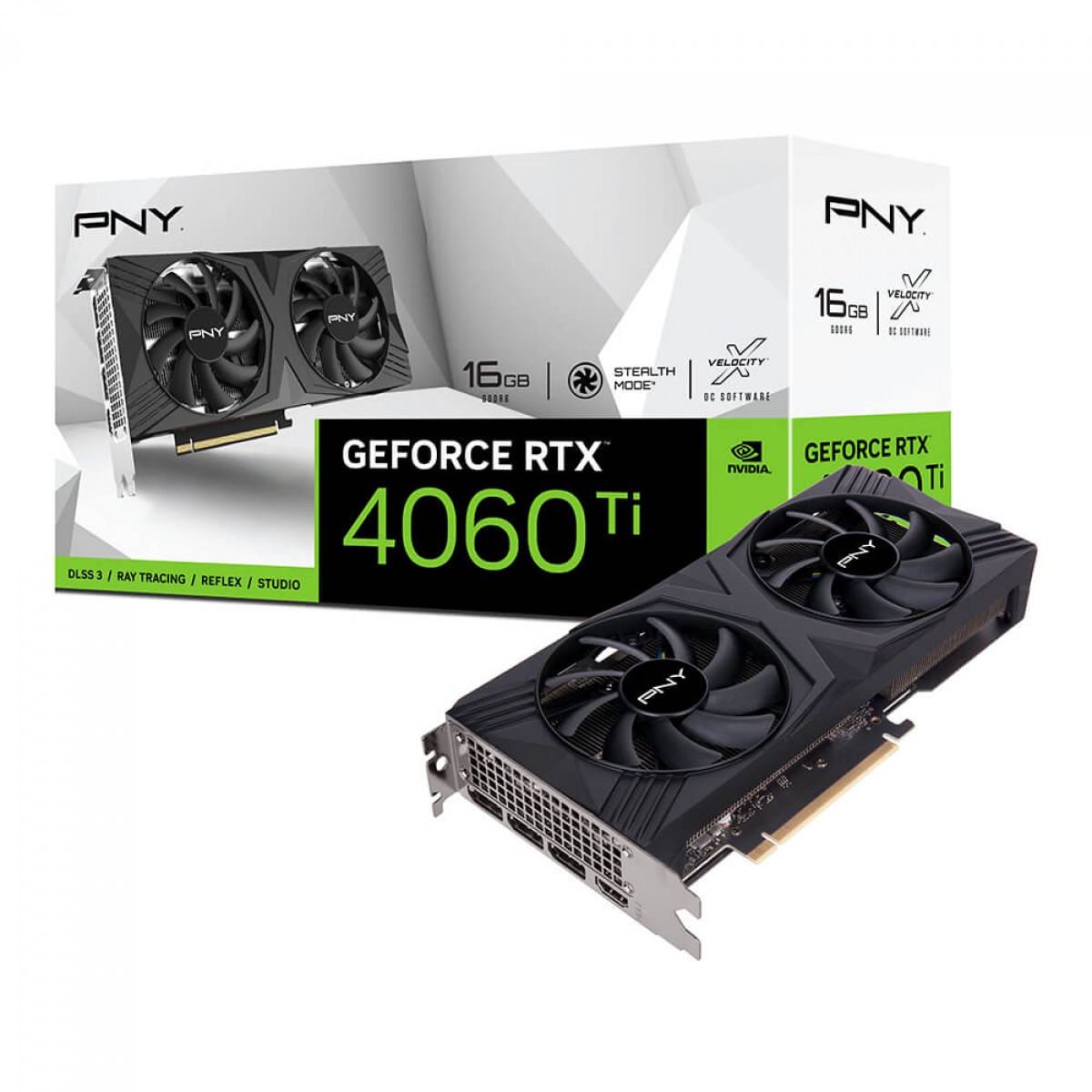 Placa de Vídeo PNY NVIDIA GeForce RTX 4060 TI Verto Dual Fan, 16GB, GDDR6, DLSS, Ray Tracing, VCG4060T16DFXPB1
