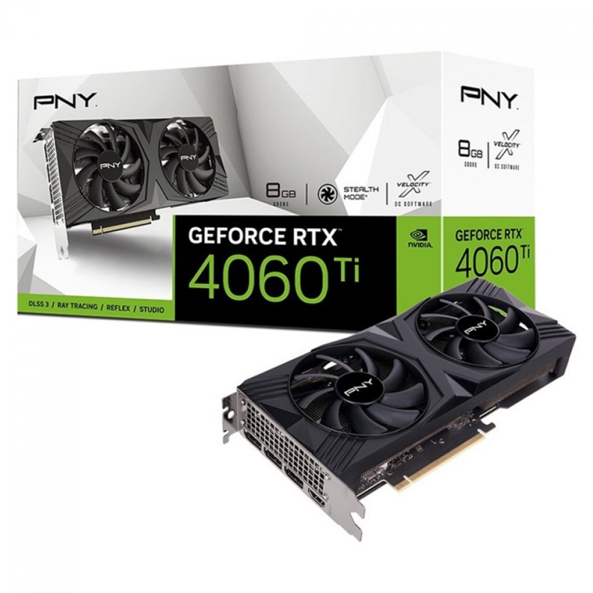 Placa de Vídeo PNY NVIDIA GeForce RTX 4060 TI Verto Dual Fan, 8GB, GDDR6, DLSS, Ray Tracing, VCG4060T8DFXPB1