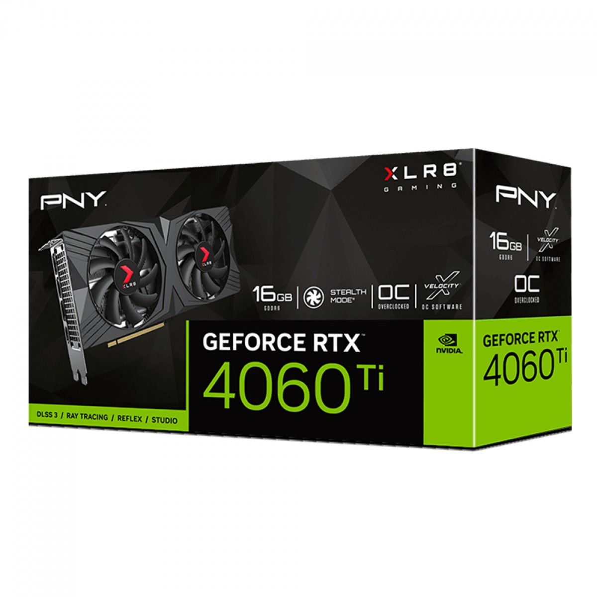 Placa de Vídeo PNY NVIDIA GeForce RTX 4060 TI XLR8 Gaming VERTO OC, 16GB, GDDR6, Dual Fan, DLSS, Ray Tracing, VCG4060T16DFXPB1-O