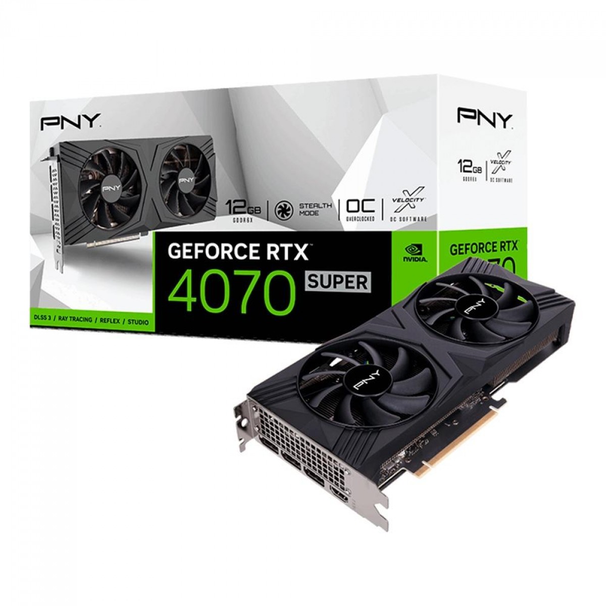 Placa de Vídeo PNY NVIDIA GeForce RTX 4070 Super OC VERTO, 12GB, GDDR6X, DLSS, Ray Tracing, VCG4070S12DFXPB1-O