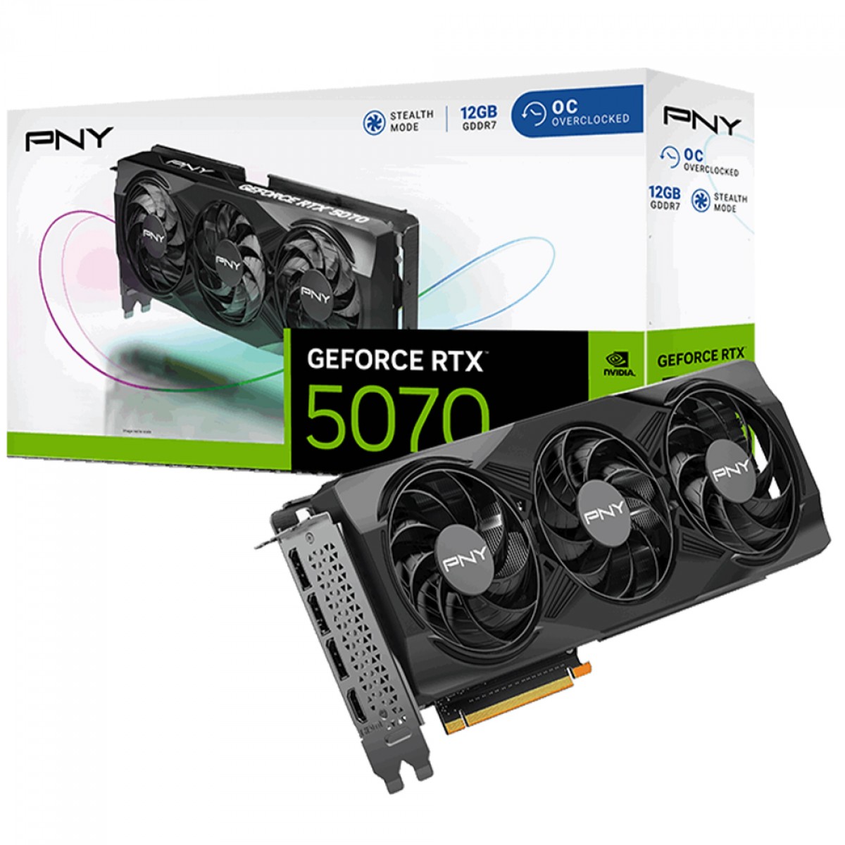 Placa de Vídeo PNY NVIDIA GeForce RTX 5070 OC, 12GB, GDDR7, DLSS, Ray Tracing, VCG507012TFXPB1-O