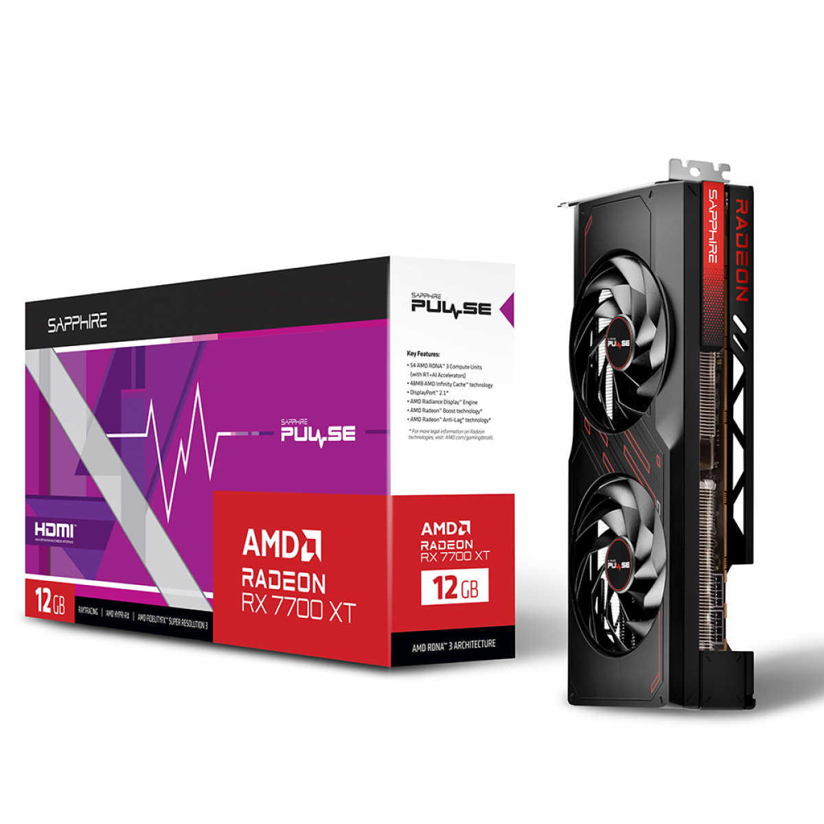 Placa de Vídeo Sapphire Pulse AMD Radeon RX 7700 XT, 12GB, GDDR6, FSR, Ray Tracing, 11335-04-20G